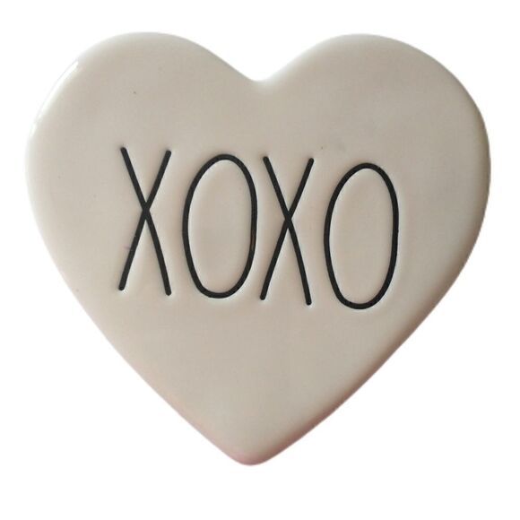 RAE DUNN Heart Coaster Single One Ceramic Pottery XOXO Black LETTERS Kiss Hug - Picture 10 of 13